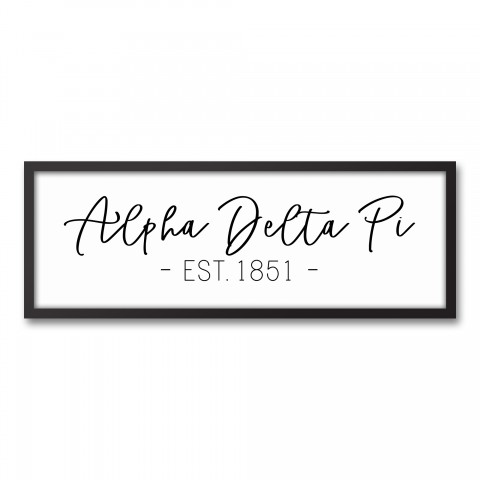Alpha Delta Pi Simple Script 12x36 Black Framed Canvas