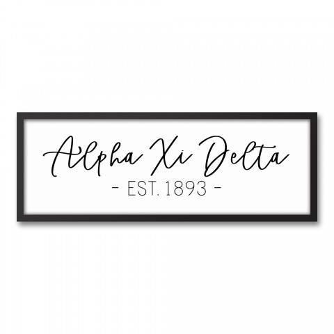 Alpha Xi Delta Simple Script 12x36 Black Framed Canvas