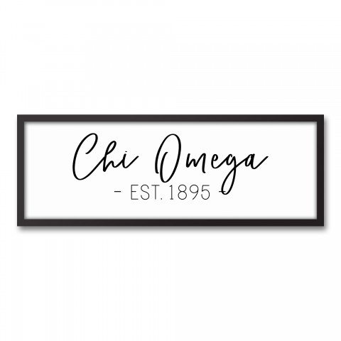 Chi Omega Simple Script 12x36 Black Framed Canvas