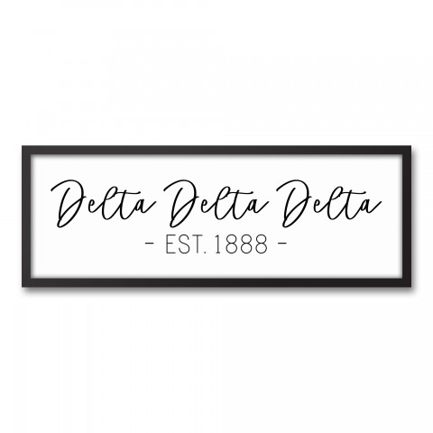 Delta Delta Delta Simple Script 12x36 Black Framed Canvas