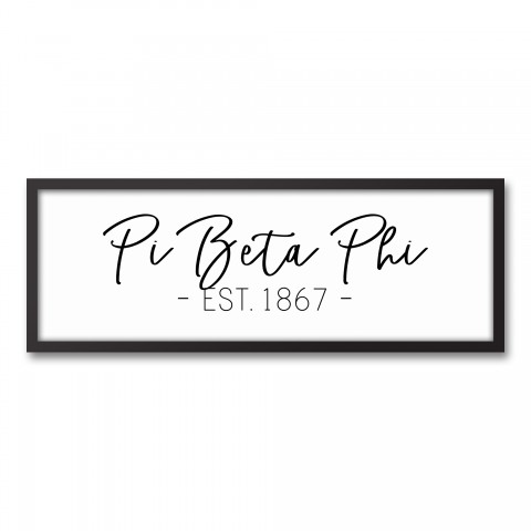 Pi Beta Phi Simple Script 12x36 Black Framed Canvas
