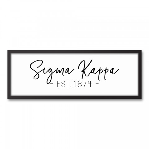 Sigma Kappa Simple Script 12x36 Black Framed Canvas