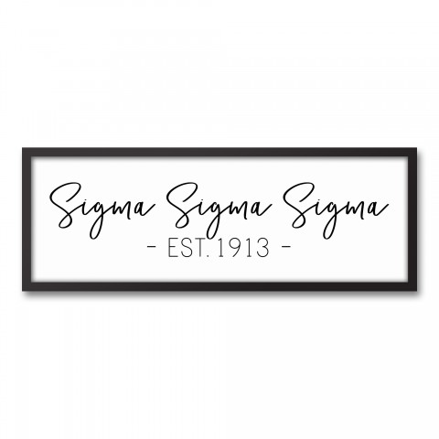 Sigma Sigma Sigma Simple Script 12x36 Black Framed Canvas