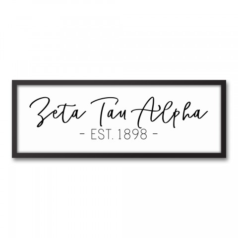 Zeta Tau Alpha Simple Script 12x36 Black Framed Canvas