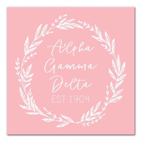 Alpha Gamma Delta Blush Wreath 12x12 Canvas Wall Art