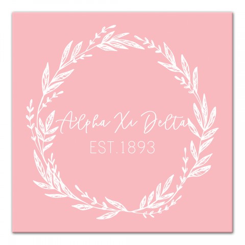 Alpha Xi Delta Blush Wreath 12x12 Canvas Wall Art