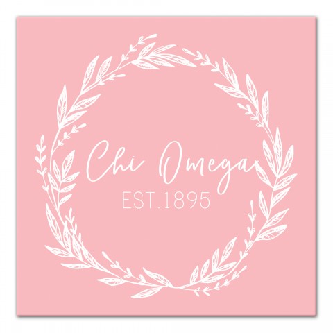 Chi Omega Blush Wreath 12x12 Canvas Wall Art
