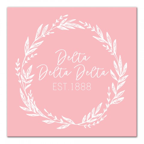 Delta Delta Delta Blush Wreath 12x12 Canvas Wall Art
