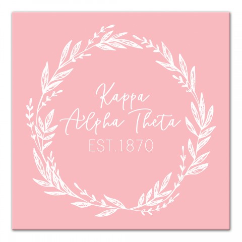 Kappa Alpha Theta Blush Wreath 12x12 Canvas Wall Art