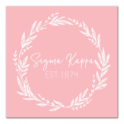 Sigma Kappa Blush Wreath 12x12 Canvas Wall Art
