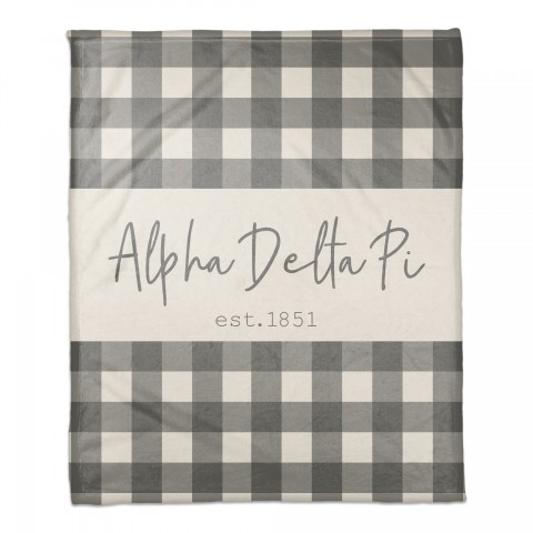 Alpha Delta Pi Gray Buffalo Check 50x60 Coral Fleece Blanket
