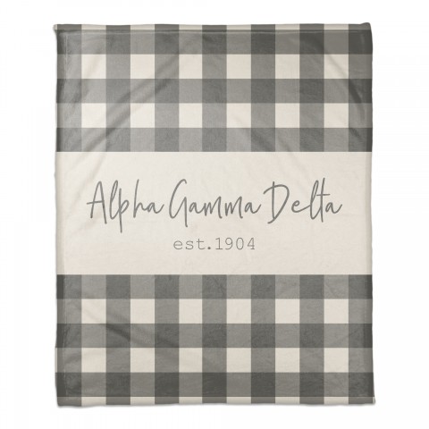 Alpha Gamma Delta Gray Buffalo Check 50x60 Coral Fleece Blanket