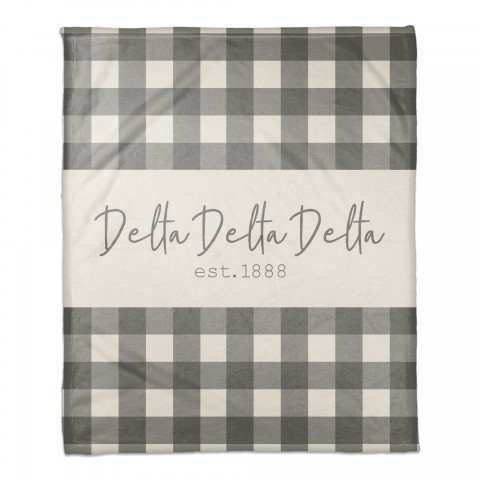 Delta Delta Delta Gray Buffalo Check 50x60 Coral Fleece Blanket