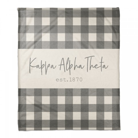 Kappa Alpha Theta Gray Buffalo Check 50x60 Coral Fleece Blanket