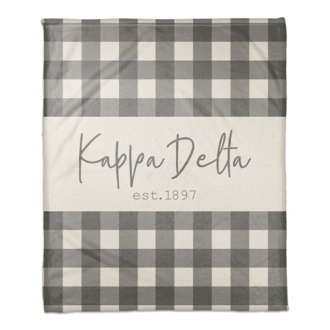 Kappa Delta Gray Buffalo Check 50x60 Coral Fleece Blanket