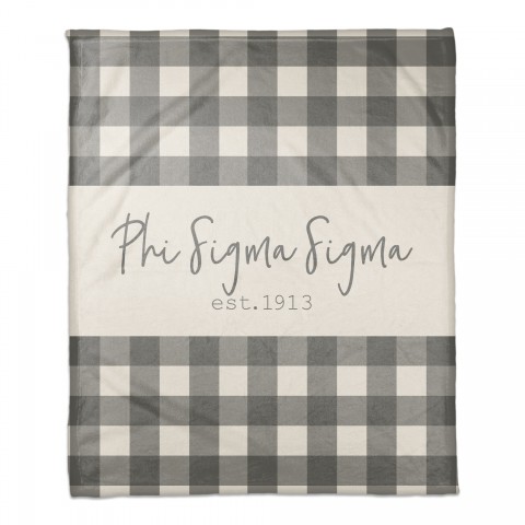 Phi Sigma Sigma Gray Buffalo Check 50x60 Coral Fleece Blanket