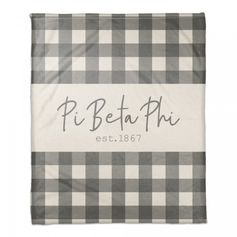 Pi Beta Phi Gray Buffalo Check 50x60 Coral Fleece Blanket