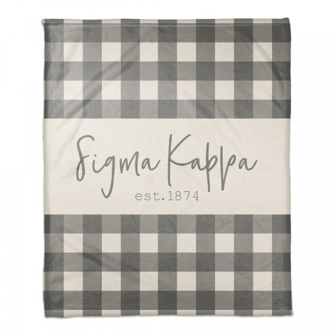 Sigma Kappa Gray Buffalo Check 50x60 Coral Fleece Blanket