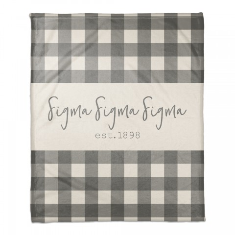 Sigma Sigma Sigma Gray Buffalo Check 50x60 Coral Fleece Blanket