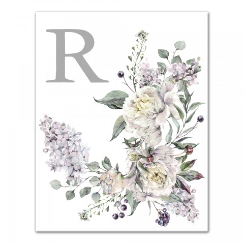 Floral Monogram Canvas 11x14 Personalized Canvas Wall Art