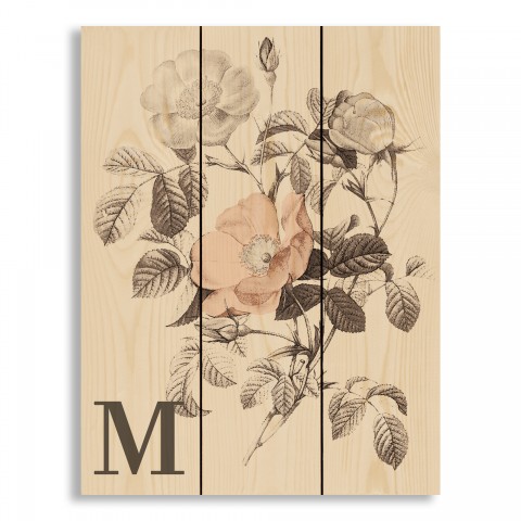 Soft Botanical Monogram Pallet Wood Art 10.5x14 Personalized Pallet Wood Art