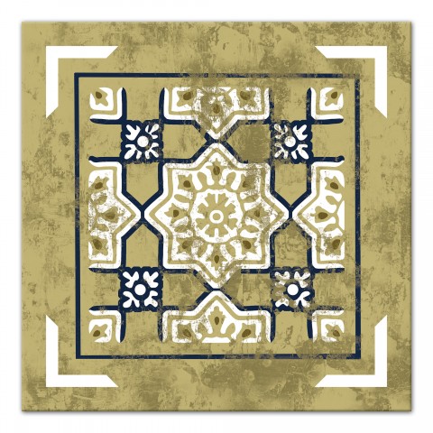 Distressed Gold Tile 16x16 Canvas Wall Art