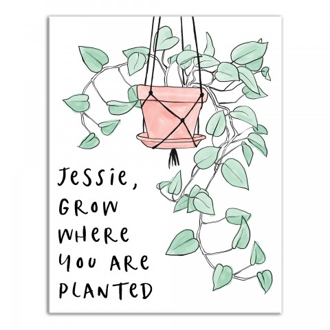 Grow Where Planted 11x14 Personalized Canvas Wall Art