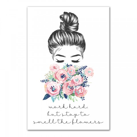 Work Hard Smell Flowers 12x18 Canvas Wall Art