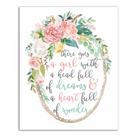 Floral Wreath Script 16x20 Canvas Wall Art