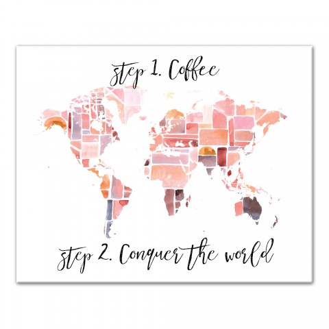 Coffee Then World Map 16x20 Canvas Wall Art