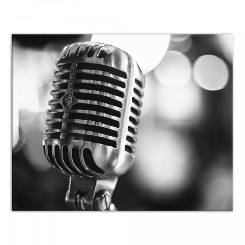 Black and White Vintage Microphone 16x20 Canvas Wall Art