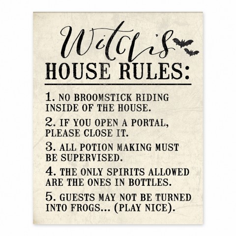 Witch's House Rules 8x10 Tabletop Canvas
