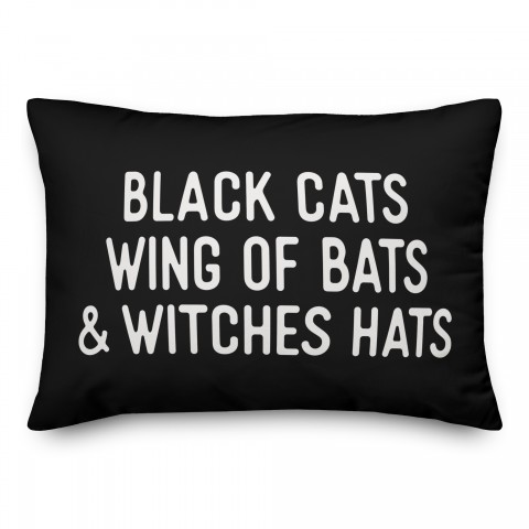 Black Cats Wing of Bats & Witches Hats Pillow