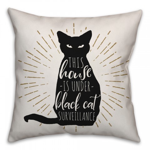 Black Cat House Pillow