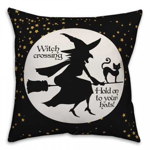 Witch on Broom Pillow