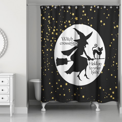 Witch on Broom 71x74 Shower Curtain