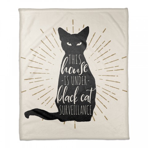 Black Cat House 50x60 Coral Fleece Blanket