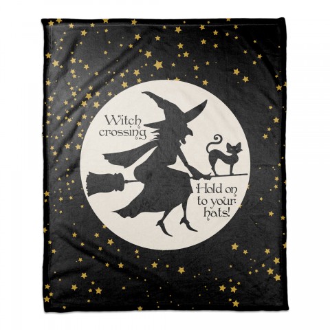 Witch on Broom 50x60 Coral Fleece Blanket