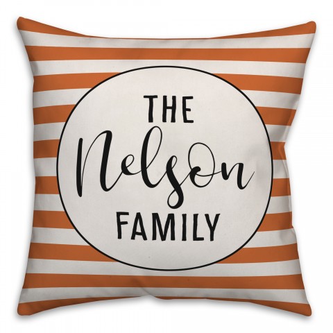 Personalized Orange Stripe Pillow