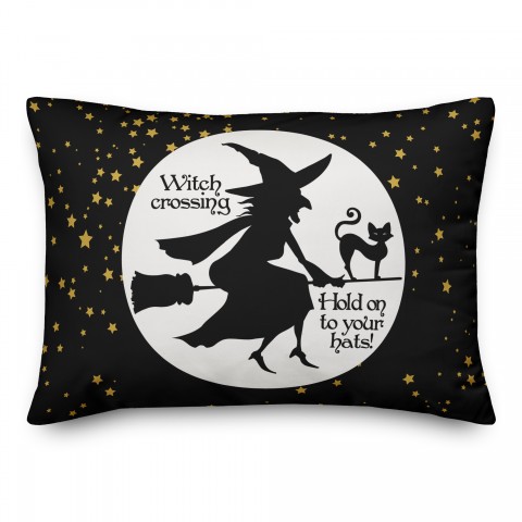Witch on Broom Pillow