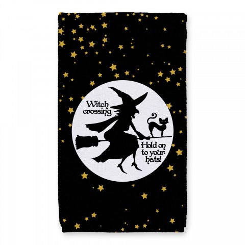 Witch on broom 16x25 Towel