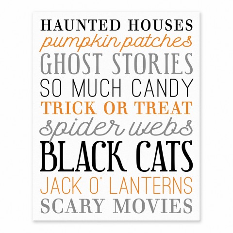 Haunted Houses Halloween Words 8x10 Tabletop Canvas