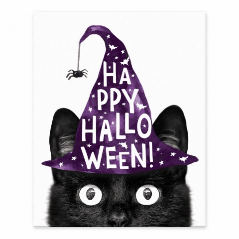Happy Halloween Cat Hat 8x10 Tabletop Canvas