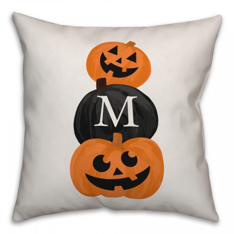 Monogram Jack-o-lantern 18x18 Personalized Spun Poly Pillow