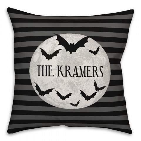 Personalized Halloween Bats 18x18 Personalized Spun Poly Pillow