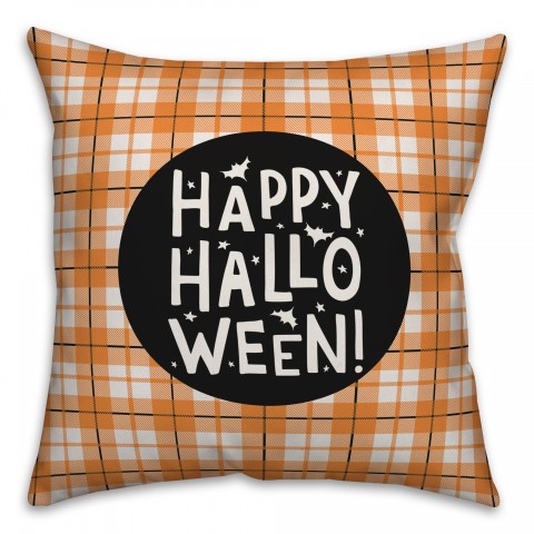 Happy Halloween Plaid Pillow
