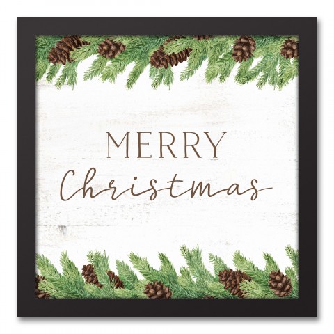Merry Christmas 12x12 Black Framed Canvas