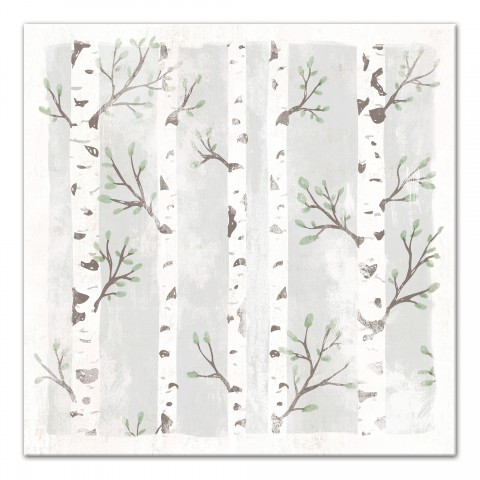 Birch Trees With Leaves 20x20 Canvas Wall Art
