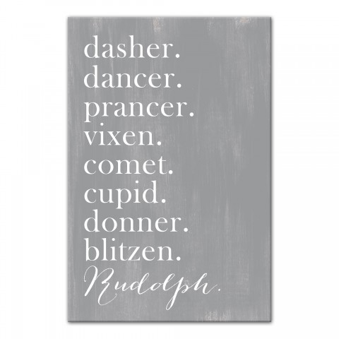 Reindeer Names 12x18 Canvas Wall Art