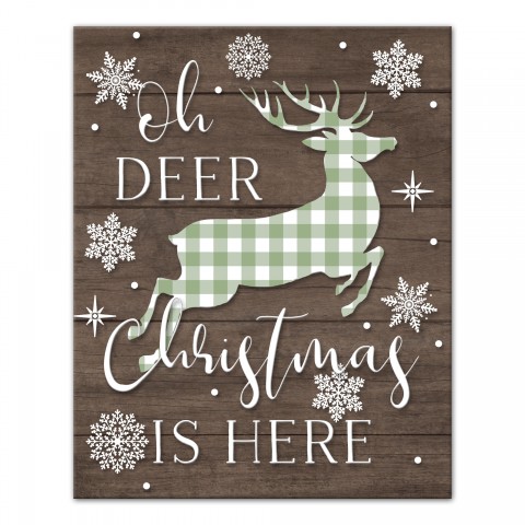 Oh Deer Christmas Is Here 16x20 Canvas Wall Art